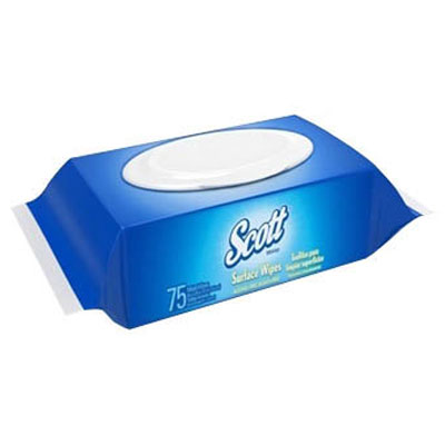 KIMBERLY-CLARK PROFESSIONAL*
SCOTT Premoistened Surface
Wipes, 5 1/2 x 8 1/2, White,
75/Pack