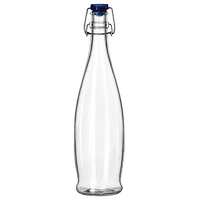 Libbey Glass Water Bottle with Wire Bail Lid, 33 7/8