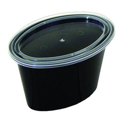 Pactiv Ellipso Portion Cups, 1-Comp, Black/Clear, 2oz