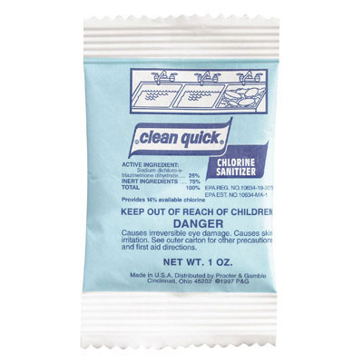 Clean Quick Powdered
Chlorine-Based Sanitizer, 1oz
Packet