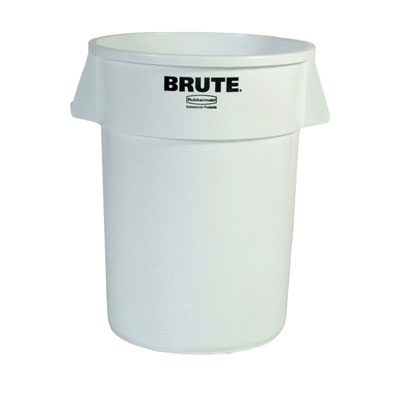 Rubbermaid Commercial Brute
Refuse Container, Round,
Plastic, 44 gal, White