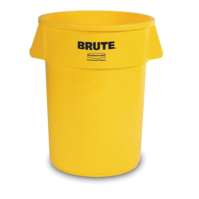 Rubbermaid Commercial Brute
Refuse Container, Round,
Plastic, 55 gal, Yellow