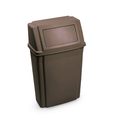 Rubbermaid Commercial Slim
Jim Wall-Mounted Container,
Rectangular, Plastic, 15 gal,
Brown