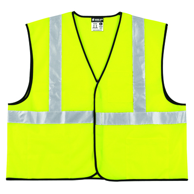 MCR Safety Class 2 Safety Vest, Lime Green w/Silver