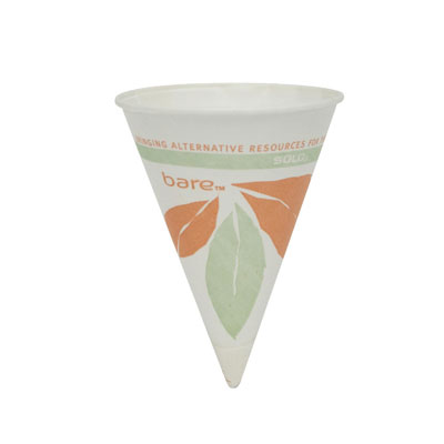 SOLO Cup Company Bare Treated
Paper Cone Water Cups, 4 1/4
oz., White, 200/Bag