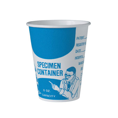 SOLO Cup Company Paper
Specimen Cups, 8 oz,
Blue/White