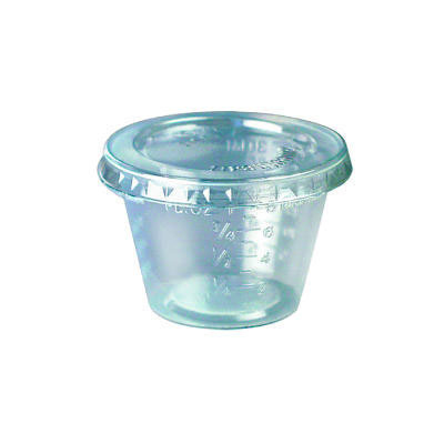 SOLO Cup Company Plastic
Medical &amp; Dental Cups, 1 oz.,
Clear, Graduated, 200/Bag