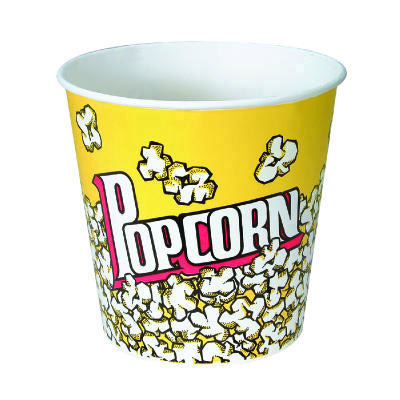 SOLO Cup Company Paper
Popcorn Bucket, 85 oz,
Popcorn Design, 15/Pack