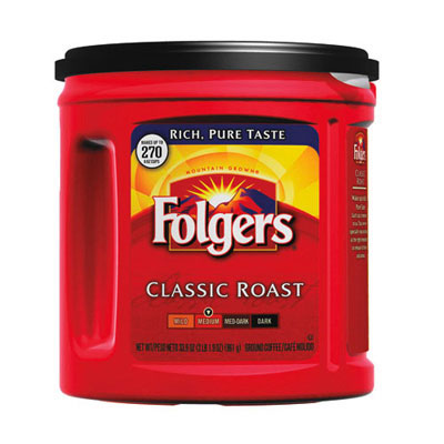 Folgers Coffee, Classic Roast
Regular, Ground, 33.9 oz., Can