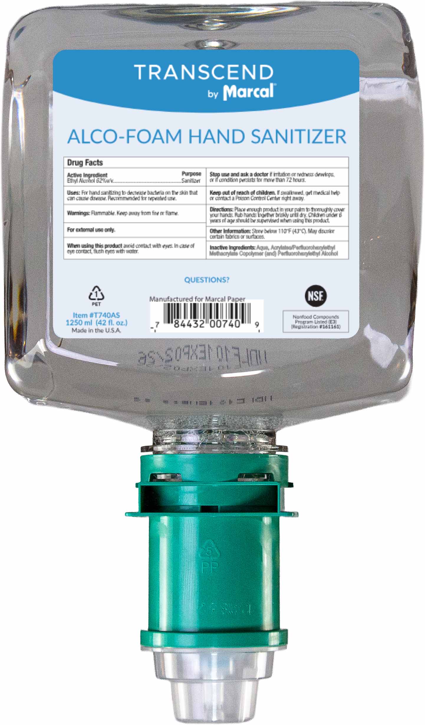 Marcal Transcend Alco-Foam  Hand Sanitizer - 1250 ml/unit 